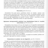 0824 - Page 774 - Sociétés. Société belge de neurologie. Séance du 24 avril 1937. Délinquence et psychologie individuelle, par M. A. Adler... / Paralysie bulbaire chez un tabétique, par M. Divry / Neuroïnite, par M. Dagnelie / Syndrome extrapyramidal unilatéral avec hémiballisme fruste et troubles endocriniens, par M. Dagnélie / Présentation de malade (cas de diagnostic), par M. P. Martin