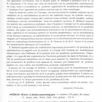 0833 - Page 783 - Analyses. Neurologie. Études générales. Bibliographie. Mollaret (Pierre). Interprétation du fonctionnement du système nerveux par la notion de subordination. Subordination et posture. Préface de L. Lapicque... Masson et Compagnie, éditeurs, 1937... / Piéron (Henri). L'année psychologique... F. Alcan, édit., Paris, 1936...