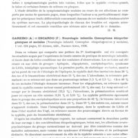 0840 - Page 790 - Analyses. Neurologie. Études générales. Bibliographie. Behr (Carl). Constatations oculaires et leur valeur diagnostique dans le tabes, la syphilis cérébro-spinale et la sclérose en plaques (Der Augenbefund in seiner diagnostischen und differential-diagnostischen Bedeutung bei Tabes dorsalis, Lues cerebrospinalis, Multipler Sklerose)..., Karger, édit., Berlin, 1936 / Gareiso (A.) et Escardo (F.). Neurologie infantile. Conceptions étiopathologéniques et sociales (Neurologia infatil. Conceptos etiopatogenicos y sociales)..., El Ateneo, édit., Buenos-Aires, 1936
