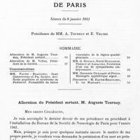 0066 - Page 24 - Société de neurologie de Paris. Séance du 9 janvier 1941. Sommaire / Allocution du président sortant, M. Auguste Tournay