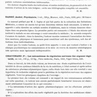 0131 - Page 89 - Analyses. Neurologie. Études générales. Bibliographie. Disertori (Beppino). La cure bulgaro-italienne de l'encéphalite chronique (La cura bulgaro-italiana dell' Encefalite cronica)..., Pozzi, edit. Rome, 1938... / Barbé (André). Psychiatrie..., Masson, édit., Paris, 1939... / Chauchard (P.). Les mécanismes de régulation nerveuse des organes végétatifs..., Thèse médecine, Paris, 1940...