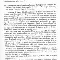 0173 - Page 131 - Société de neurologie de Paris. Séance du 6 mars 1941. Syndrome de Gélineau : narcolepsie. Cataplexie. Action thérapeutique du sulfate de phényl-amino-propane et de l'éphédrine, par H. Claude, S. de Sèze et Tardieu / De l'atteinte unilatérale et homolatérale du trijumeau au cours de tumeurs cérébrales développées à distance du trajet nerveux, par Marcel David et Gabriel Sourdille
