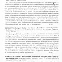 0250 - Page 208 - Analyses. Neurologie. Études spéciales. Électrologie. Hess (W. R.). De la standardisation de l'appareillage dans les investigations cérébrales (Kollaboration der Hirnforschung durch Standardisierung der Hilfsgeräte). Archives suisses de neurologie et de psychiatrie... / Paulian (D.), Tudor (M.) et Constantinesco (Gh.). L'électrocardiogramme comme moyen d'exploration du système nerveux. Archives de neurologie... / Torrents (Enrique). Analyse de l'onde a de l'électro-encéphalogramme de l'homme. Comptes rendus des séances de la Société de biologie... / Torrents (Enrique). Amplificateur symétrique compensé pour l'électro-encéphalographie. (E. E. G.). Comptes rendus des séances de la Société de biologie...