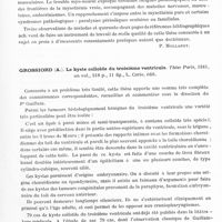 0315 - Page 273 - Analyses. Neurologie. Études générales. Bibliographie. Morichau-Beauchant (J.). Etude critique du syndrome myasthénique (maladie d'Erb-Goldflam). Essai sur la jonction myoneurale. Thèse Paris, 1941... / Grossiord (A.). Le kyste colloïde du troisième ventricule. Thèse Paris, 1941...