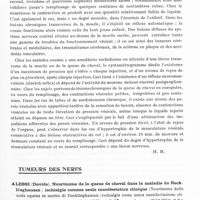 0329 - Page 287 - Analyses. Neurologie. Études générales. Physiologie. Voris (H. C.) et Landes (H. E.). Etudes cystométriques dans des cas d'affection neurologique (Cystometric studies in cases of neurologic disease). Archives of Neurology and Psychiatry... / Tumeurs des nerfs. Alessi (Davide). Neurinome de la queue de cheval dans la maladie de Recklinghausen ; ischialgie comme seule manifestation clinique (Neurinoma della coda equina in morbo di Recklinghausen ; ischialgia come unica manifestazione clinica). Il Policlinico (sezione pratica)...