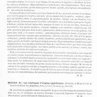 0429 - Page 387 - Analyses. Neurologie. Études générales. Polynévrites et nerfs périphériques. Massion-Verniory (L.). Formes pseudomyasthéniques, à début ophtalmoplégique, du syndrome radiculo-névritique de Gillain et Barré. Journal belge de neurologie et de psychiatrie... / Milian (G.). Les sciatiques d'origine syphilitique. Bulletins et mémoires de la Société médicale des hôpitaux... / Minchin (R. L. Haviland). Sclérose latérale primitive de l'Inde du Sud. Lathyrisme sans lathyrus (Primary laterla sclerosis of South India. Lathyrism without lathyrus). British medical Journal...