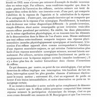 0505 - Page 463 - Société de neurologie de Paris. Séances du 10 juillet 1941. II. Séance de l'après-midi. L'intérêt du phénomène de l'inversion des réflexes ostéo-tendineux. A propos d'un cas de double inversion des réflexes pronateurs gauches, par M. P. Mollaret et Mlle Gillot / Chronaxie et réflexes. Explication chronaxique de l'inversion des réflexes radio- et cubito-pronateurs du malade présenté par M. Mollaret et Mlle Gillot, par MM. Georges Bourguignon et Pierre Mollaret