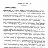 0512 - Page 470 - Analyses. Neurologie. Études générales. Bibliographie. Claude (Henri) et Rubenovitch (P.). Thérapeutiques biologiques des maladies mentales..., Masson, éditeur, Paris, 1940...