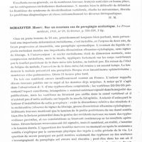 0530 - Page 488 - Analyses. Neurologie. Études spéciales. Colonne vertébrale. Petit-Dutaillis (B.). Quelques réflexions sur les manifestations cliniques, le diagnostic et le traitement des hernies postérieures des disques intervertébraux, d'après 18 cas opérés. Mémoires de l'Académie de chirurgie... / Santangelo (U.). Les ostéoporoses rachidiennes douloureuses (Le osteoporosi rachidee dolorose), La Riforma medica... / Schaeffer (Henri). Sur un nouveau cas de paraplégie scoliotique. La Presse médicale...