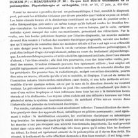 0542 - Page 500 - Analyses. Neurologie. Études spéciales. Poliomyélite. Drury (J. C.) et Sladden (A. F.). Le liquide céphalo-rachidien dans la poliomyélite antérieure (The cerebrospinal fluid anterior poliomyelitis). British medical Journal... / Duhem (P.) et Beaugrand (P. M.). Ce que doit être le traitement de la poliomyélite. Physiothérapie et orthopédie... / Fiessinger (Noël), Fauvet (J.) et Nick (J.). Poliomyélite antérieure aiguë avec paralysie respiratoire guérie après un séjour dans le « poumon d'acier ». Etude pathogénique des complications pulmonaires observés. Bulletins et mémoires de la Société médicale des hôpitaux...