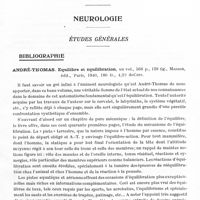 0691 - Page 649 - Analyses. Neurologie. Études générales. Bibliographie. André-Thomas. Equilibre et équilibration..., Masson, édit., Paris, 1940...