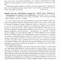 0695 - Page 653 - Analyses. Neurologie. Études générales. Bibliographie. Döhl (Ilse), Graber (G. H.) et Mohr (F.). Leibniz, Carus et Nietzche comem précurseurs de notre infrapsychologie (Leibniz, Carus und Nietzche als Vorläufer unserer Tiefenpsychologie)... S. Hizel édit., Leipzig, 1941... / Bailey (Percival), Buchanan (Douglas N.) et Bucy (Paul). Tumeurs intracraniennes de l'enfance et de l'adolescence (Intracranial tumors of infancy and childhood)... The University of Chicago Press...