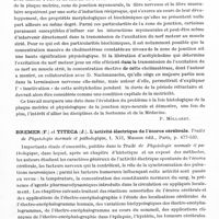 0699 - Page 657 - Analyses. Neurologie. Études générales. Bibliographie. Couteaux (R.). Recherches sur l'histogénèse du muscle strié des mammifères et la formation des plaques motrices. Thèse Paris, 1941, et Bulletin biologique... / Bremer (F.) et Titeca (J.). L'activité électrique de l'écorce cérébrale. Traité de physiologie normale et pathologique..., Masson édit., Paris... / Titeca (Jean). Contribution à l'étude biologique de l'anesthésie hystérique... Imprimerie médicale et scientifiques, édit., Bruxelles, 1940