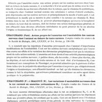 0725 - Page 683 - Analyses. Neurologie. Études générales. Avitaminoses. Chauchard (P.). Action des vitamines B1 et E sur l'excitabilité neuromusculaire chez l'animal en dehors de toute carence. Bulletin de l'Académie de médecine... / Chauchard (Paul). Les variations d'excitabilité nerveuse sous l'effet de la vitamine E (a tocophérol). Comptes rendus des séances de la Société de biologie... / Chauchard (Paul). Action propre de l'aneurine sur l'excitabilité des centres nerveux chez l'aniaml en dehors de toute carence. Comptes rendus des séances de la Société de biologie... / Chauchard (P.) et Mazoué (H.). Les variations d'excitabilité nerveuse chez le rat carencé en aneurine (avitaminose B1). Comptes rendus des séances de la Société de biologie... / Chauchard (P.) et Mazoué (H.). Les effets de l'aneurine sur l'excitabilité nerveuse des rats en avitaminose B1. Comptes rendus des séances de la Société de biologie...