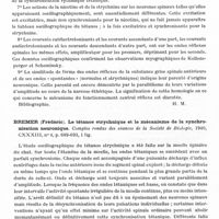 0732 - Page 690 - Analyses. Neurologie. Études générales. Électrologie. Bremer (F.). L'activité électrique « spontanée » de la moelle épinière. Archives internationales de physiologie... / Bremer (Frédéric). Le tétanos strychnique et le mécanisme de la synchronisation neuronique. Comptes rendus des séances de la Société de biologie...