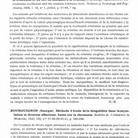 0736 - Page 694 - Analyses. Neurologie. Études générales. Électrologie. Orsoni (Paul) et Bernard (Jacques). L'intérêt de l'exploration électrique directe des troncs nerveux au cours des interventions pour blessures des nerfs. La Presse médicale... / Muscles. Beard (Howard) et Jacob (J.). Signification physiologique du coefficient de la créatinine et du test de tolérance à la créatine (Physiologic significance of the creatinine coefficient and the creatine tolerance test). Archives of Neurology and Psychiatry... / Bourguignon (Goerges). Méthode d'étude de la fatigabilité dans la myasthénie et diverses affections, basée sur la chronaxie. Bulletin de l'Académie de médecine...