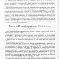 0058 - Page 28 - Société de neurologie de Paris. Séance du 7 janvier 1943. Pseudosclérose type Westphal-Strümpell avec signes de diffusion, par MM. E. Carrot, J. Paraire et A. Charlin... / Tumeur du IIIe ventricule opérée, par MM. M. R. Klein et Fr. Thiébaut