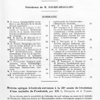 0061 - Page 31 - Société de neurologie de Paris. Séance du 4 février 1943. Sommaire / Névrite optique bilatérale survenue à la 23e année de l'évolution d'une maladie de Friedreich, par MM. L. Rouquès et J. Voisin