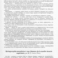 0069 - Page 39 - Société de neurologie de Paris. Séance du 4 février 1943. Etude anatomique d'un cas de myoclonies synchrones et rythmées vélo-pharyngo-laryngo-oculo-diaphragmatiques, par MM. Georges Guillain, I. Bertrand et Mme J. Godet-Guillain / Syringomyélie secondaire à une blessure de la moelle dorsale supérieure, par M. P. Cossa...