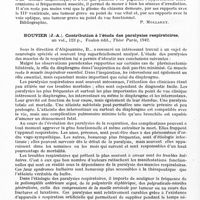 0082 - Page 52 - Analyses. Neurologie. Études générales. Bibliographie. Bregeat (P.). Contribution à l'étude des gliomes primitifs du chiasma optique..., Thèse Paris, 1942 / Bouvier (J.-A.). Contribution à l'étude des paralysies respiratoires..., Thèse Paris, 1942 / Rigal (L.). Les formes paraplégiques pures des tumeurs de la région du tronc cérébral (contribution à l'étude des gliomes cérébraux)... Thèse Lyon, 1942...