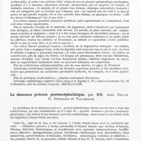0115 - Page 85 - Société de neurologie de Paris. Séance du 4 mars 1943. Sclérose en plaques du type pseudo-bulbaire, par MM. Riser..., Gayral et Géraud / La démence précoce postencéphalitique, par MM. Jean Delay, G. Deshaies et Talairach