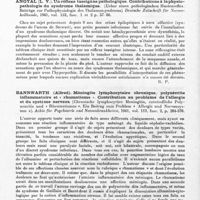 0132 - Page 102 - Analyses. Neurologie. Études générales. Physiologie. Vallery-Radot (Pasteur), Mauric (G.), Holtzer (Mme A.), Domart (A.) et Lemant (J.). Etude sur le système neurovégétatif au cours de l'hypothermie du lapin. Comptes rendus des séances de la Société de biologie... / Sémiologie. Angyal (L. V.). Un réflexe tussigène pathologique. Contributions à la physiopathologie du syndrome thalamique. (Ueber einen pathologischen Hustenreflex Beiträge zur Pathophysiologie des Thalamussyndroms) Deutsche Zeitschrift für Nervenheilkunde... / Bannwarth (Alfred). Méningite lymphocytaire chronique, polynévrite inflammatoire et « rhumatisme ». Contribution au problème de l'allergie et du système nerveux. (chronische lymphocytäre Meningitis, entzündliche Polyneuritis und « Rheumatismus ». Ein Beitrag zum Problem « Allergie und Nervensystem »). Achiv für Psychiatrie und Nervenkrankheiten...