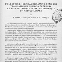 0199 - Page 169 - Mémoire original. L'électro-encéphalogramme dans les traumatismes cranio-cérébraux. Sa valeur diagnostique, pronostique et médico-légale, par P. Puech, A. Lerique-Koechlin et J. Lerique