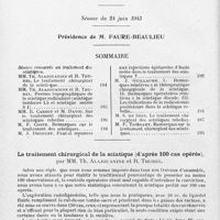 0214 - Page 184 - Société de neurologie de Paris. Séance du 24 juin 1943. Sommaire / Le traitement chirurgical de la sciatique (d'après 100 cas opérés), par MM. Th. Alajouanine et R. Thurel