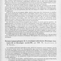 0215 - Page 185 - Société de neurologie de Paris. Séance du 24 juin 1943. Le traitement chirurgical de la sciatique (d'après 100 cas opérés), par MM. Th. Alajouanine et R. Thurel / Formes topographiques de la sciatique radiculaire (Sciatique lombaire L5 et sciatique sacrée S1), par MM. Th. Alajouanine et R. Thurel
