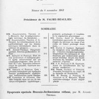 0311 - Page 281 - Société de neurologie de Paris. Séance du 4 novembre 1943. Sommaire / Dyspraxie spatiale. Bravais-Jacksonisme réflexe, par M. André-Thomas