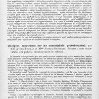 0330 - Page 300 - Société de neurologie de Paris. Séance du 2 décembre 1943. Sur l'association de crises d'anxiété paroxystique, de crises d'épilepsie tonique, et d'un syndrome parkinsonien. L'anxiété hypothalamique, par M. Jean Delay et Mlle Jouannais / Quelques remarques sur un anencéphale protubérantiel, par MM. André-Thomas et Mme Sorrel-Dejerine (Résumé : cette observation sera publiée ultérieurement in extenso)