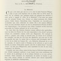 0093 - Page 81 - Le médecin et la médecine dans la „Collection Hippocratique. Par L. Meunier