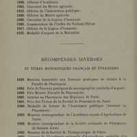 0004 - Page 2 - Récompenses honorifiques. Récompenses diverses et Titres honorifiques français et étrangers