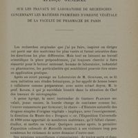 0009 - Page 7 - Aperçu général sur les Travaux du Laboratoire de recherches concernant les matières premières d'origine végétale de la Faculté de Pharmacie de Paris