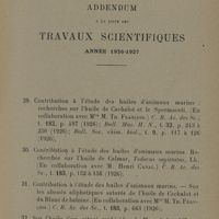 0043 - Page 1 - Addendum à la liste des travaux scientifiques. Année 1926-1927