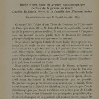 0053 - Page 11 - Recherches sur les huiles et graisses végétales. Etude d'une huile du groupe chaulmoogrique retirée de la graine de Gorli, Oncoba Echinata, de la famille des Flacourtiacées