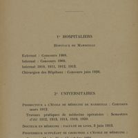 0007 - Page 5 - Titres. 1° Hospitaliers. Hôpitaux de Marseille / 2° Universitaires