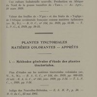 0065 - Page 63 - Plantes tinctoriales. Matières colorantes - apprêts. I. - Méthodes générales d'étude des plantes tinctoriales