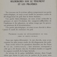 0014 - Page 8 - Recherches sur le tégument et les phanères. Premiers stades de développement du poil chez le fœtus humain