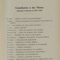 0017 - Page sans numérotation - Contribution à des Thèses soutenues à Toulouse de 1934 à 1939