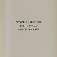 0019 - Page sans numérotation - Exposé analytique des Travaux publiés de 1928 à 1936