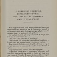0189 - Page 195 - Le traitement chirurgical du mal de Pott dorsal avec gibbosité et paraplégie chez le jeune enfant