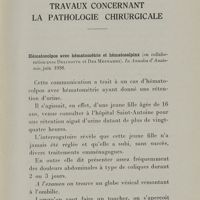 0009 - Page 7 - Travaux concernant la pathologie chirurgicale. Hématocolpos avec hématométrie et hématosalpinx