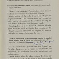 0017 - Page 15 - Neurinome de l'éminence Thénar / La cause de laparotomies et des lombotomies urgentes et blanches réside souvent dans le thorax