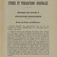 0017 - Page 13 - Etudes et publications originales. Physique des rayons X. Applications radiologiques. Etude des filtres antidiffuseurs