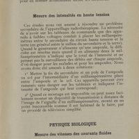 0027 - Page 23 - Mesure des intensités en haute tension / Physique biologique. Mesure des vitesses des courants fluides