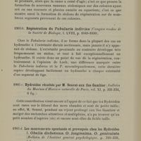 0022 - Page 20 - Régénération du Tubularia indivisa / Hydroïdes récoltés par M. Seurat aux îles Gambier / Les mouvements spontanés et provoqués chez les Hydroïdes I. Obelia dichotoma, O. longissima, O. geniculata