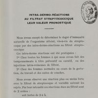 0071 - Page 69 - Intra-dermo-réactions au filtrat streptococcique. Leur valeur pronostique