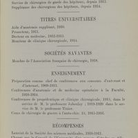0006 - Page 3 - Titres hospitaliers. Titres universitaires. Sociétés savantes. Enseignement. Récompenses