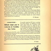 0005 - Page 3 - Chronique scientifique. La Peptonurie [Dr Moulins] / Laboratoire. Méthode simple pour la recherche de l’urobiline dans l’urine [Dr Saget]